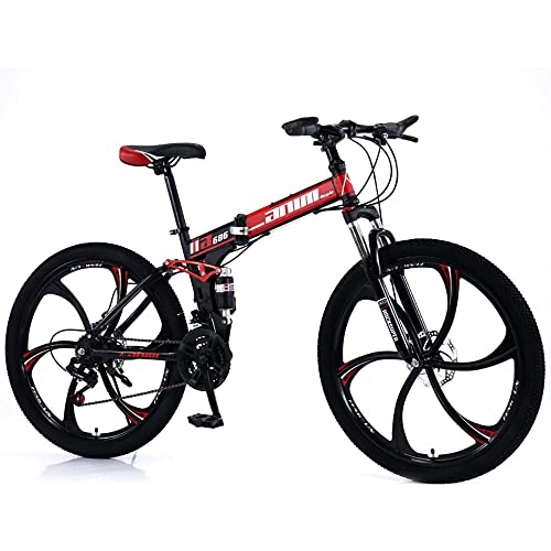 Folding Bike : RMBDD 27 Speed Folding Mountain Bicycle, 26 Inch Mountain Bike with Foldable Frame and Double Disc Brake, Front Suspension Anti-Slip Shock-Absorbing Men or Women Adult Mountain Bicycle