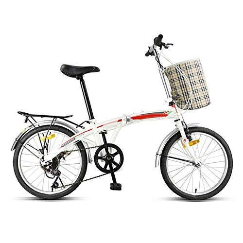 Folding Bike : Road Bike, 20 Inches Lightweight Alloy Folding City Bicycle Safety Protection Outdoor Activities for Adult Students Men And Women Wayfarer, White