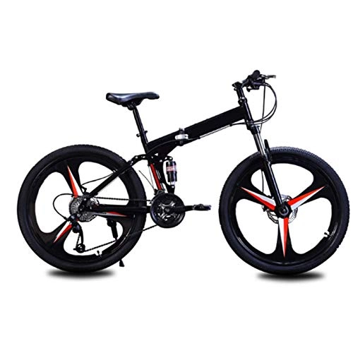 Folding Bike : Road Bike, 24 / 26Inch Dual Disc Brake Folding Bike, 21 Speed Bicycle Full Suspension MTB, With Double Disc Brake Carbon Steel Frame MTB Bicycle