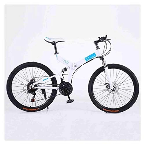 Folding Bike : Road Bikes Bicycle Mountain Bike Adult MTB Foldable Road Bicycles For Men And Women 24In Wheels Adjustable Speed Double Disc Brake Off-road Bike (Color : White-B, Size : 21 Speed)