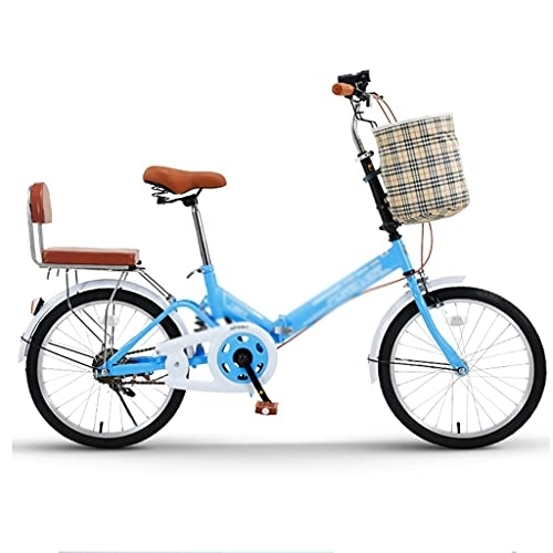 Folding Bike : Road Bikes Foldable Bicycle Women’s Ultra-light Portable Bicycle Adult 16-inch, 20-inch Bicycles Student Bike Foldable (Color : Blue, Size : 16 inches)