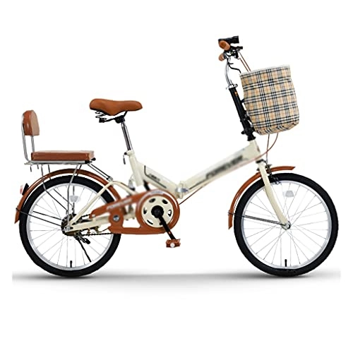 Folding Bike : Road Bikes Foldable Bicycle Women’s Ultra-light Portable Bicycle Adult 16-inch, 20-inch Bicycles Student Bike Foldable (Color : Brown, Size : 16 inches)