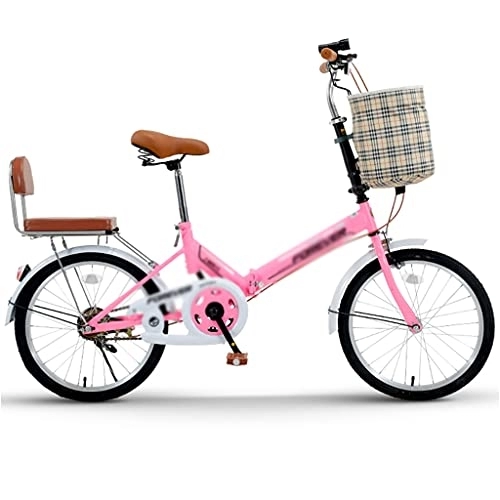Folding Bike : Road Bikes Foldable Bicycle Women’s Ultra-light Portable Bicycle Adult 16-inch, 20-inch Bicycles Student Bike Foldable (Color : Pink, Size : 20 inches)