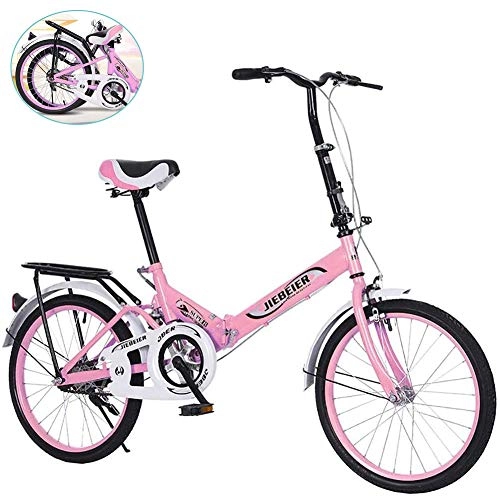 Folding Bike : Rong-- 20-Inch Folding Bike Cycling Commuter Foldable Bicycle Women's Adult Student Car Bike Lightweight Aluminum Frame Shock Absorption Not Easy To Get Tired