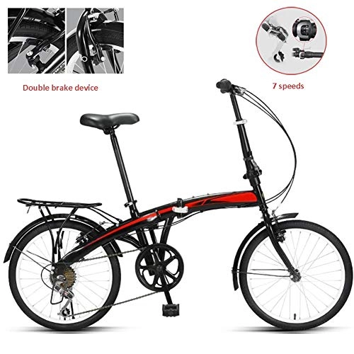 Folding Bike : Rong-- Ultra-Light Folding Bikes Variable Speed for Male And Female Small Bicycles (7) 20-Inch Bicycles Are Used for All Kinds of People Work And Play