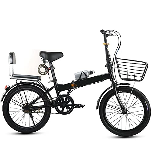 Folding Bike : ROYWY 20" Lightweight Alloy Folding City Bike Bicycle, Comfortable Mobile Portable Compact Lightweight Great Suspension Folding Bike for Men Women - Students and Urban Commuters / Black / 20inc