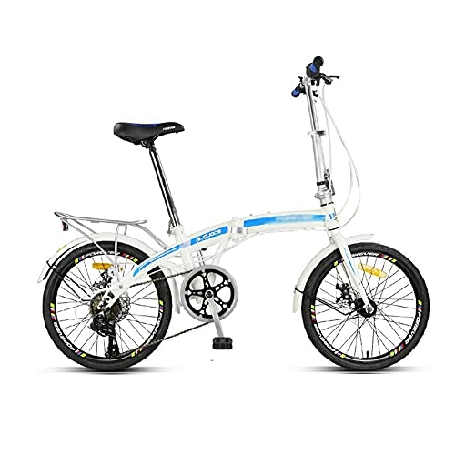 Folding Bike : ROYWY 20" Lightweight Alloy Folding City Bike Bicycle, Comfortable Mobile Portable Compact Lightweight Great Suspension Folding Bike for Men Women - Students and Urban Commuters / blue