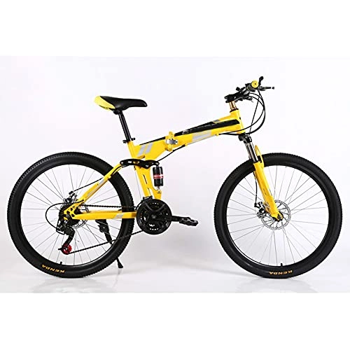 Folding Bike : ROYWY Folding Bike for Adults, Adult Mountain Bike, High-carbon Steel Frame Dual Full Suspension Dual Disc Brake, Outdoor Bicycle for Daily Use Trip Long Journey / C / 26inch