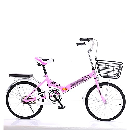 Folding Bike : ROYWY Folding Bike for Adults, Adult Mountain Bike, High-carbon Steel Frame Dual Full Suspension Dual Disc Brake, Outdoor Bicycle for Daily Use Trip Long Journey / Pink
