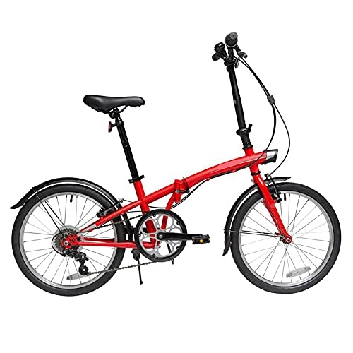 Folding Bike : ROYWY Folding Bike for Adults, Adult Mountain Bike, High-carbon Steel Frame Dual Full Suspension Dual Disc Brake, Outdoor Bicycle for Daily Use Trip Long Journey / Red / 20inch