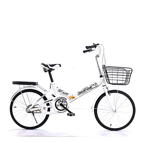 Folding Bike : ROYWY Folding Bike for Adults, Adult Mountain Bike, High-carbon Steel Frame Dual Full Suspension Dual Disc Brake, Outdoor Bicycle for Daily Use Trip Long Journey / white