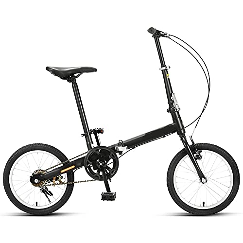 Folding Bike : ROYWY Folding Bike for Adults, Lightweight Mountain Bikes Bicycles Strong Alloy Frame with Disc brake, 16 inches suitable for 130-175cm / Black / 16inch