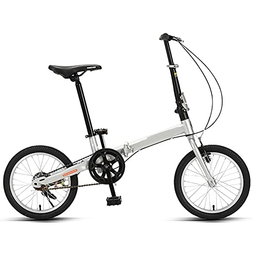 Folding Bike : ROYWY Folding Bike for Adults, Lightweight Mountain Bikes Bicycles Strong Alloy Frame with Disc brake, 16 inches suitable for 130-175cm / white / 16inch