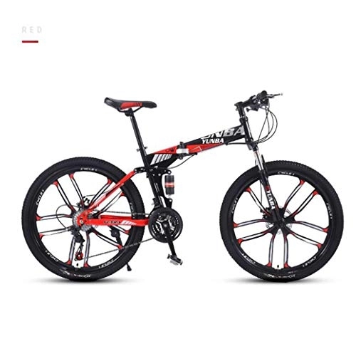 Folding Bike : RPOLY Mountain Bike Folding Bike, Dual Shock Absorption, Dual Shock Absorption, 10-Spoke Wheels, Off-road Bike for Men and Women, 24Inch-24Speed