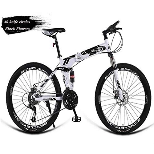 Folding Bike : RPOLY Mountain Bike Folding Bikes, Adult Folding Bike 24-Speed Spoke wheel Folding Bike Folding Bicycle Great for Urban Riding and Off-road, Black_24 Inch