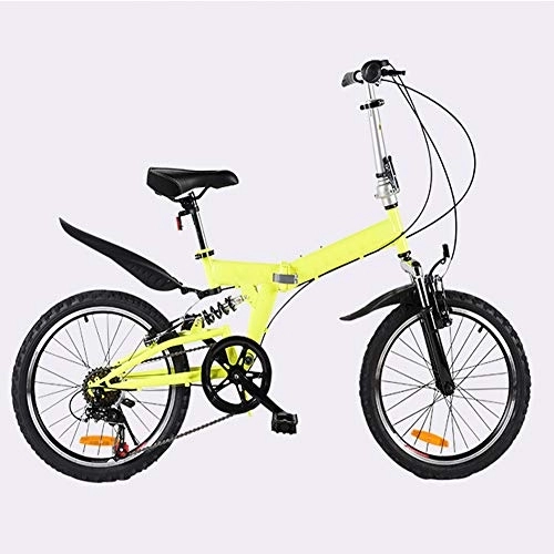 Folding Bike : RR-YRL 20-Inch Portable Folding Bicycle, Female Student Folding Bicycle, Shock-Absorbing Bicycle, 4 Colors, Yellow