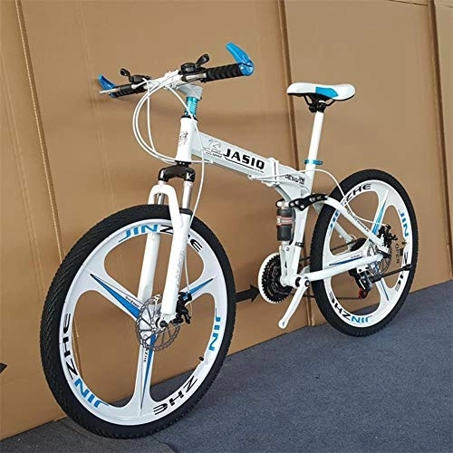 Folding Bike : RR-YRL 24 Inch Carbon Steel Folding Bike, 21 Kinds of Variable Speed Mountain Bike, Unisex Adult, Easy To Carry, White