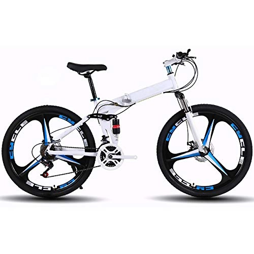 Folding Bike : RSGK Mountain Bike, Front Suspension, 26-inch Wheels, Carbon Steel Frame, 21-speed Non-slip Bicycle with Dual Disc Brakes, Suitable for Adult Off-road