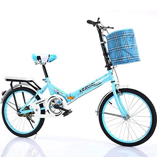 Folding Bike : Rsiosler Folding Bike, 20 Inch Portable Bicycle Women Light Work Adult Ultra Light Folding Bikes for Adult Child Student Male Ladies Lightweight Shopper Bike (Color : Blue)