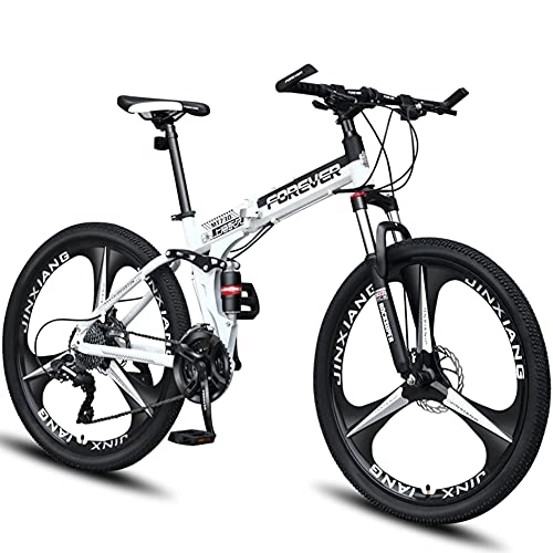 Folding Bike : RSTJ-Sjef 27 Speed 26 Inch Mountain Bike for Men Women Adult, Foldable High Carbon Steel Trail Bicycle with Hydraulic Disc Brake And Central Shock Absorber, 21 speed