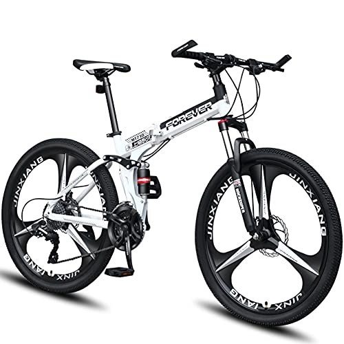 Folding Bike : RSTJ-Sjef 27 Speed 26 Inch Mountain Bike for Men Women Adult, Foldable High Carbon Steel Trail Bicycle with Hydraulic Disc Brake And Central Shock Absorber, 24 speed