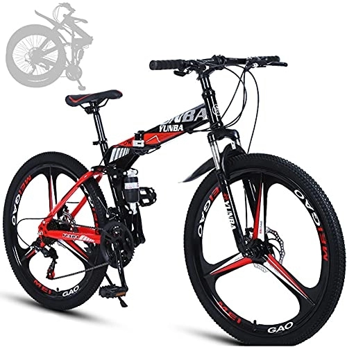 Folding Bike : RSTJ-Sjef 30 Speed Mountain Bike for Adult, 24 / 26 Inch Foldable Trail Bicycle Double Disc Brakes Igh Carbon Steel Frame, Ideal for Outdoor Riding, 24 inch