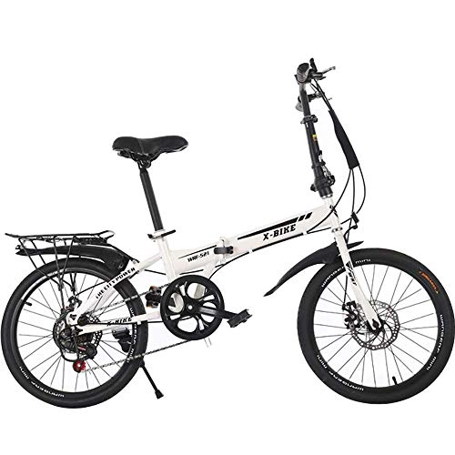Folding Bike : RTRD Variable Speed Folding Bicycle, 20 inch 6 Speed Variable Adult Bicycle, Double disc Brake Soft Tail Carbon Steel Cross Country