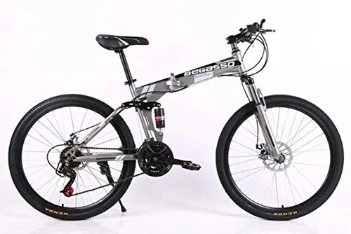 Folding Bike : RUPO Foldable Ultra-lightweight Mountain Bike 4-variable Speeds Dual Brake Folding Bicycle For Man And Women Adult Bicycle, Gray, 24 inches