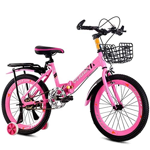 Folding Bike : RZiioo Foldable Men And Women Folding Bike - Children's Bicycle Folding Speed Mountain Bike 6-14 Years Old Men And Women Bicycle, pink single speed, 22 inches