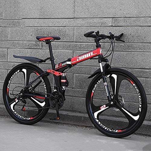 Folding Bike : SANJIANG Mountain Bike, 21 Speed Double Disc Brake Bicycle Folding Bike For Adult Teens Bicycle Full Suspension MTB Bikes, A-10knifewheels-26inches