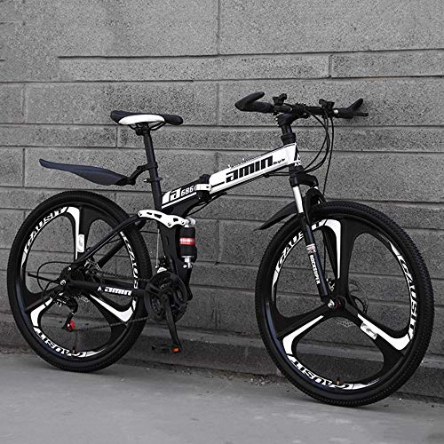 Folding Bike : SANJIANG Mountain Bike, 21 Speed Double Disc Brake Bicycle Folding Bike For Adult Teens Bicycle Full Suspension MTB Bikes, C-3knifewheels-24inches