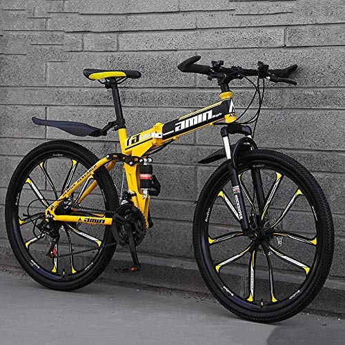 Folding Bike : SANJIANG Mountain Bike, 21 Speed Double Disc Brake Bicycle Folding Bike For Adult Teens Bicycle Full Suspension MTB Bikes, D-10knifewheels-24inches