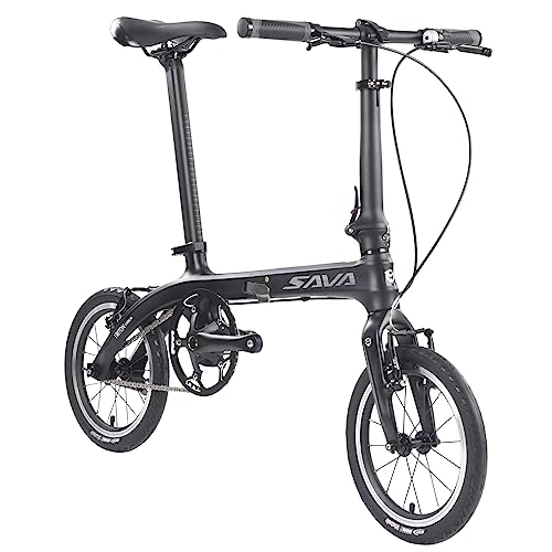 Folding Bike : SAVADECK Folding Bike Carbon, Z0 14 inch Mini Portable Folding Bicycle Lightweight with Carbon Fiber Frame Foldable City Bicycle Fixed Gear Single-Speed Fixie Urban Track Bike for man and woman