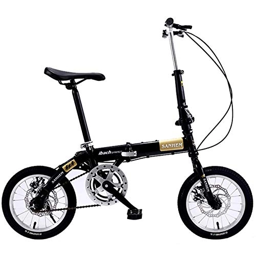 Folding Bike : SBLIN 16" No Need To Install Foldable Bicycle Mini Lightweight Portable Commuter Bike Suitable For Commuting Use By Students And Office Workers (Color : Black)