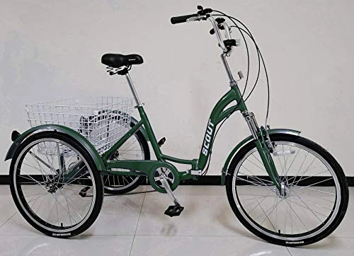 Folding Bike : SCOUT Quality adult folding tricycle, trike, 6-speed shimano gears, folding alloy frame (Dark Green)