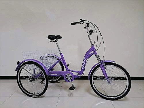 Folding Bike : SCOUT Quality adult folding tricycle, trike, 6-speed shimano gears, folding alloy frame (Purple)