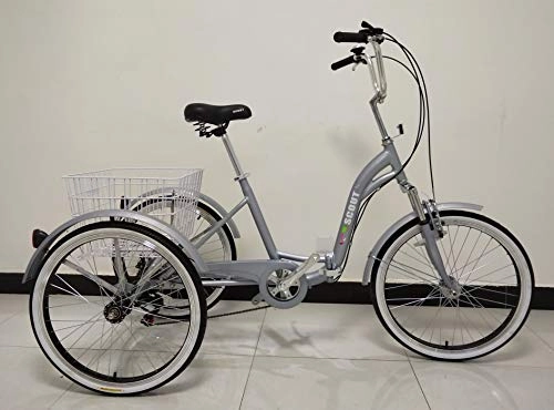 Folding Bike : Scout Trikes Adults tricycle, folding frame, front suspension, 6-speed shimano gears (Grey)