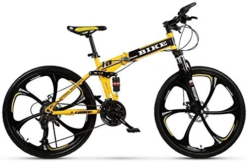 Folding Bike : SEESEE.U Foldable Mountain Bikes, Hardtail Mountain Bicycle 24 / 26 Inches with Kettle frame Adjustable Seat High-carbon Steel for women, men, girls, boys, 21-stage shift, 24inches