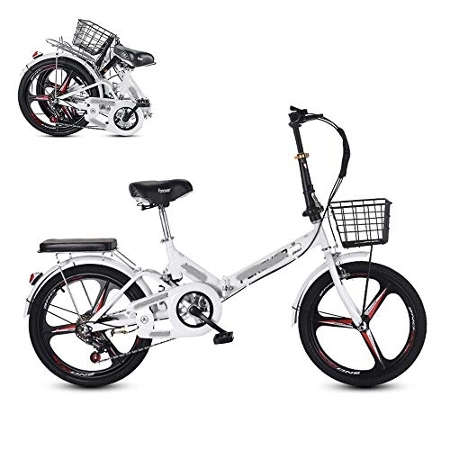 Folding Bike : SEESEE.U Folding Adult Bicycle, 20-inch 6-speed Variable Speed Integrated Wheel, Free Installation Commuter Bicycle, Adjustable and Comfortable Seat Cushion
