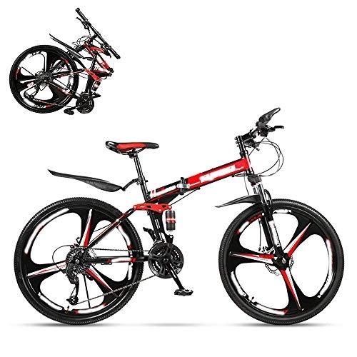 Folding Bike : SEESEE.U Folding Adult Bicycle, 26 Inch Variable Speed Mountain Bike, Double Shock Absorber for Men and Women, Dual Disc Brakes, 21 / 24 / 27 / 30 Speed Optional