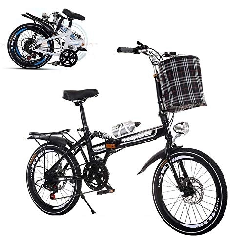 Folding Bike : SEESEE.U Folding Adult Bicycle, 26-inch Variable Speed Portable Bicycle Shock Absorption Damping Front and Rear Double Disc Brakes Reinforced Frame Anti-skid Tires