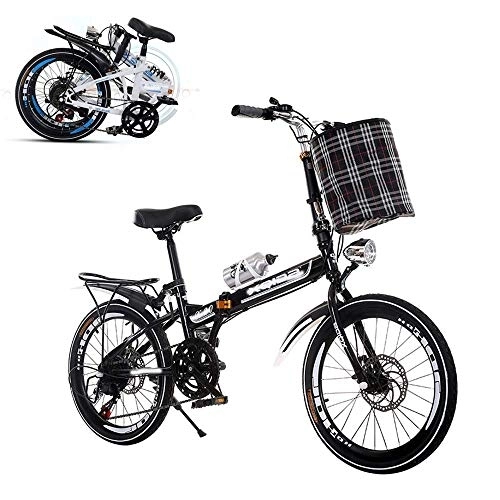 Folding Bike : SEESEE.U Folding Adult Bicycle, Ultra-light Portable 20-inch Variable Speed Student Mini Bike, Front and Rear Double Disc Brake 6-speed Seat Adjustable