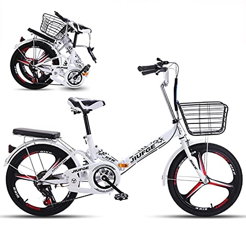 Folding Bike : SHANJ 20inch Portable Foldable Bicycle, 6-Speed Suspension Soft Tail Bike for Boys and Girls, Adult Folding City Road Bicycle
