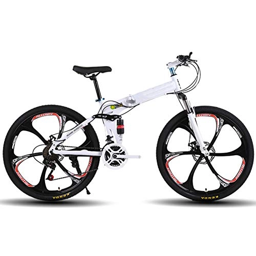 Folding Bike : She Charm Foldable Mountain Bike 26 Inches, Bicycle Mountain Bike for Adults 21 Speed Shifter Accelerator with 6 Cutter Wheel