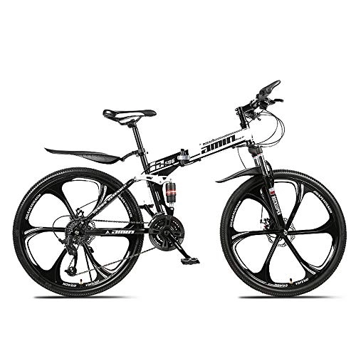 Folding Bike : SIER Mountain folding bicycle 26 inch speed 27 speed men and women off-road racing double shock absorber bicycle six-knife folding bike, White