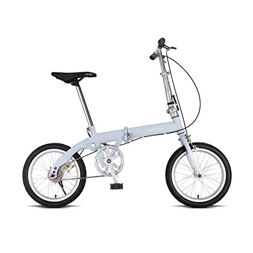 Folding Bike : Single Speed Foldable Bicycle, with Comfort Saddle 16 Inch Folding Bike Low Step-Through Steel Frame Urban Riding and Commuting, Blue