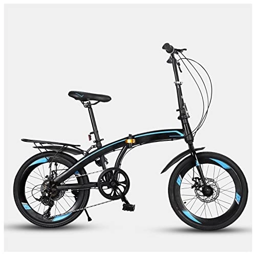 Folding Bike : SLDMJFSZ Carbon Steel Foldable Bicycle, 20 inch 7 Speed Bilateral Folding Pedal Folding Bike with Disc Brakes Non-slip Wheels City Bicycle, sky blue 1