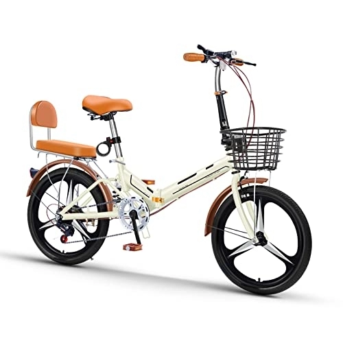 Folding Bike : SLDMJFSZ Foldable Bicycle for Girl Women, 20 inch 7 Speed Variable Speed Folding Bike with Disc Brakes Non-slip Wheels City Bicycle, Yellow