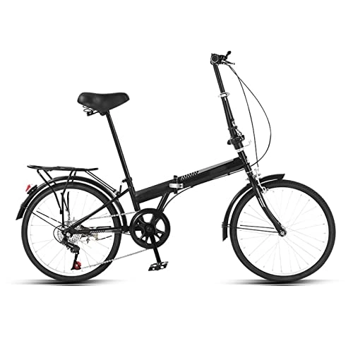 Folding Bike : SLDMJFSZ Foldable Bicycle for Men Women, 20 inch 7 Speed Variable Speed Folding Bike with Disc Brakes Non-slip Wheels City Bicycle, black