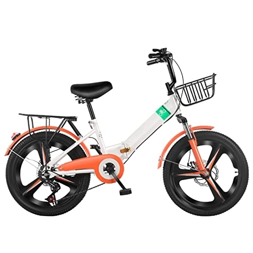 Folding Bike : SLDMJFSZ Folding Bicycle for Boy Girl, 20" 7 Speed Bike for 135-155cm height Bicycle with Rear Seat, Shock Absorbing Fork, orange
